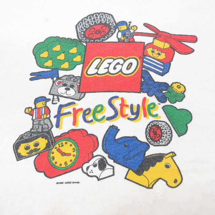 古着 半袖 ビンテージ Tシャツ キッズ ボーイズ 子供服 80年代 80s レゴ LEGO コットン クルーネック USA製 白 ホワイト  【spe】 23sep08