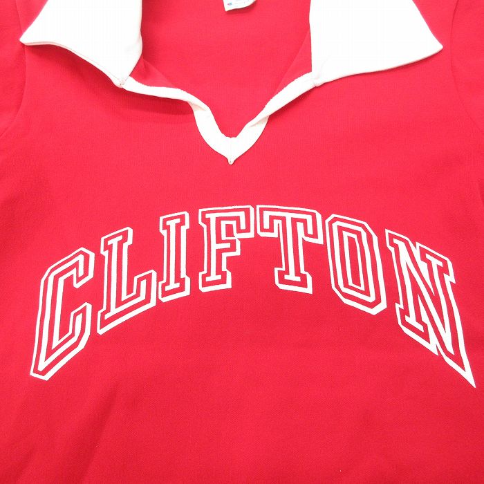 半袖シャツchampion 80s CLIFTON 開襟 USA製  赤 白