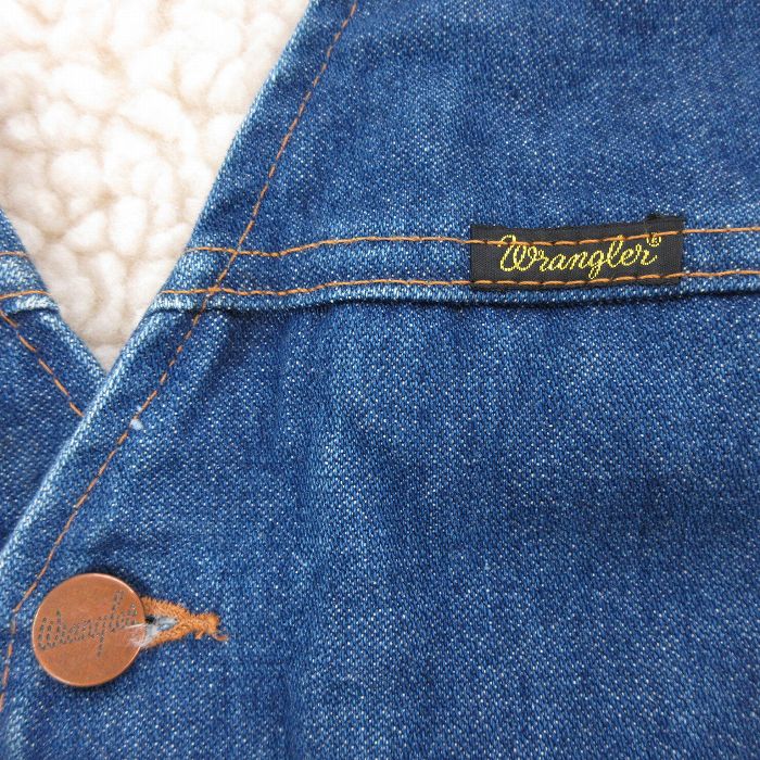 XL★古着 ラングラー Wrangler デニム ボア ベスト メンズ 80年代 80s コットン USA製 紺 ネイビー 23oct07 中古  アウター