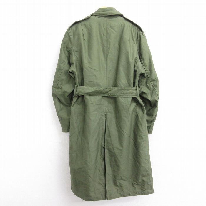 L古着 長袖 ビンテージ ミリタリー オーバー コート メンズ 年代 s ロング丈 USA製 濃緑 グリーン 内側ウール jan  中古 アウター