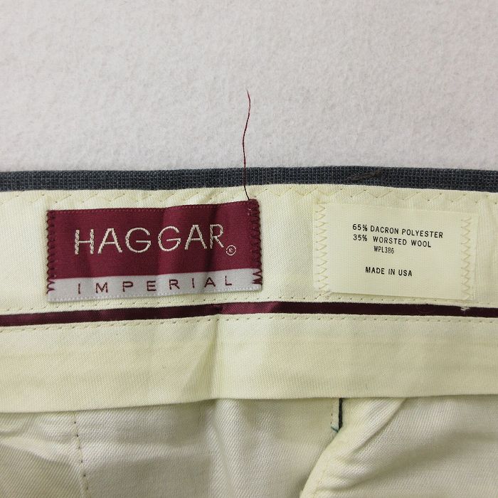W36★古着 HAGGAR スラックス パンツ メンズ 90年代 90s USA製 グレー他 ストライプ 22dec05 中古 ボトムス ロング