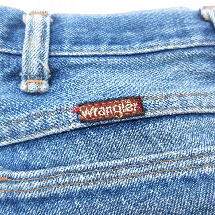 W36★古着 ラングラー Wrangler ジーンズ メンズ 80年代 80s ヒゲ USA製 紺 ネイビー デニム 23sep21 中古 ボトムス  ジーパン Gパン ロング パンツ