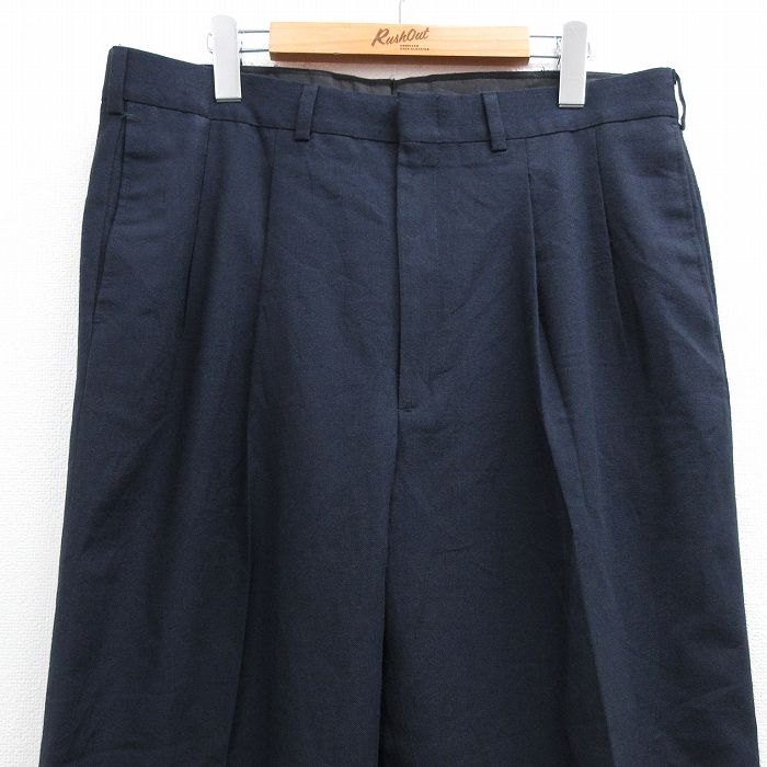 宅配便配送 古着通販 W36☆古着 FARAH スラックス パンツ メンズ 濃紺 パンツ