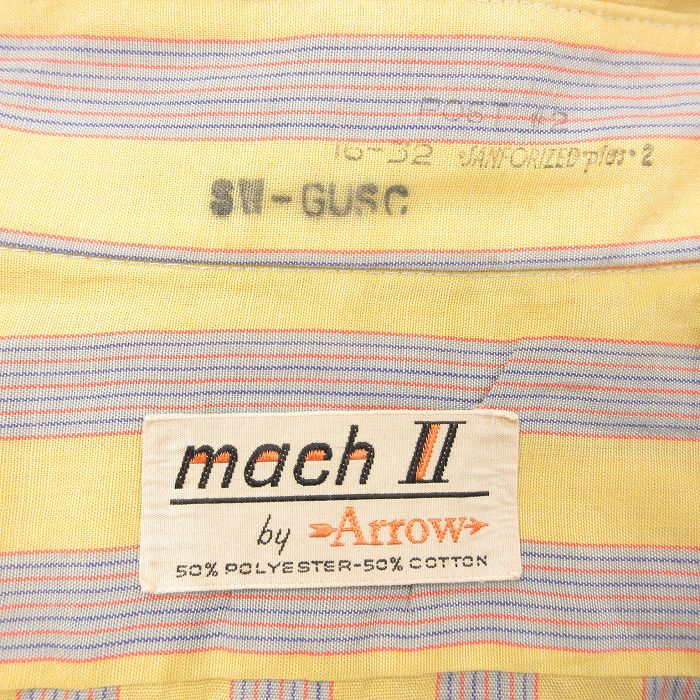 古着通販 M☆古着 アロー 長袖 シャツ メンズ 70年代 70s 黄系他