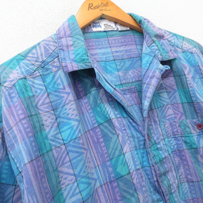 古着通販 XL☆古着 半袖 シャツ メンズ 90年代 90s コットン