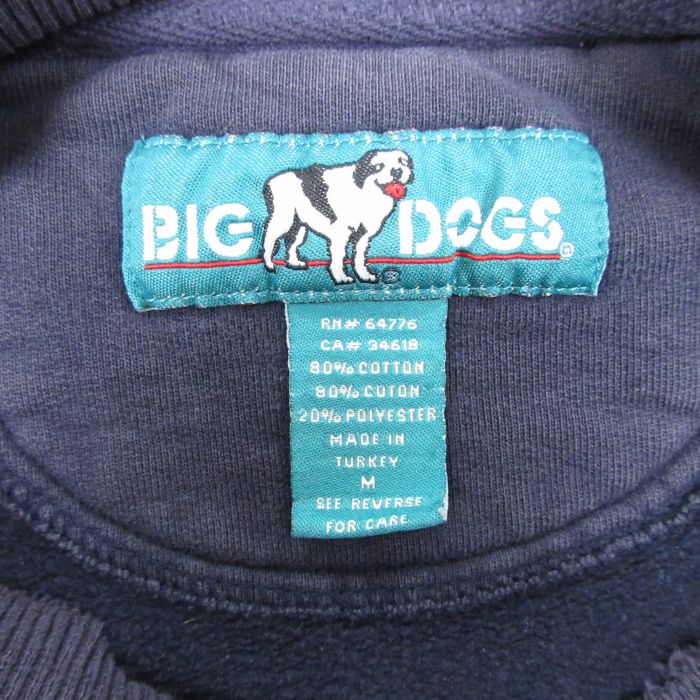 2000年代～ BIG DOGS 英文字イラスト スウェット 大きいサイズ  刺繍 アニマル ワインレッド (レディース 3XL)   O4119