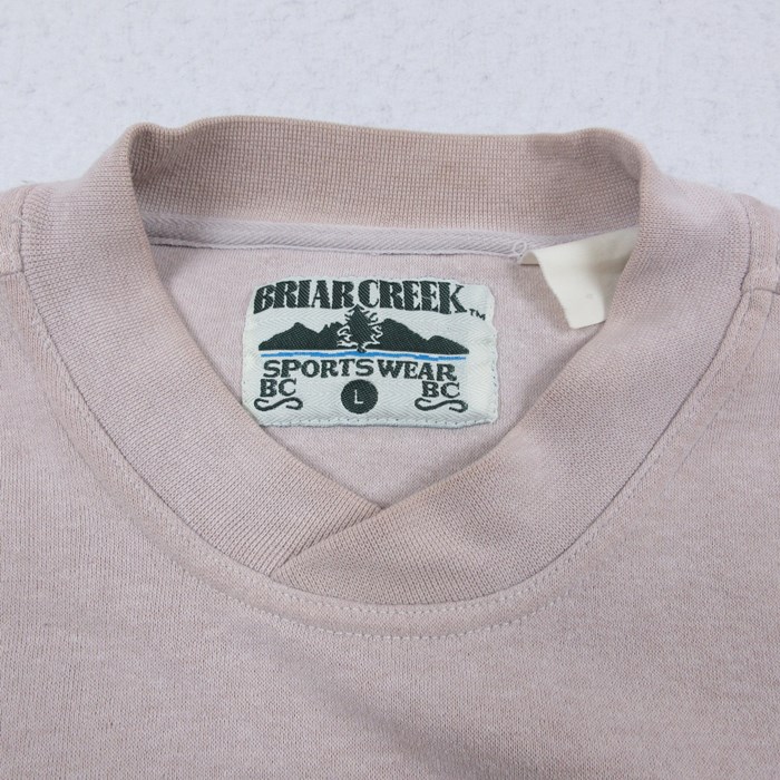 XL★古着 長袖 スウェット メンズ 00年代 00s BRIAR CREEK ゴルフ 刺繍 クルーネック 薄ピンク 23dec12 中古 スエット  トレーナー トップス