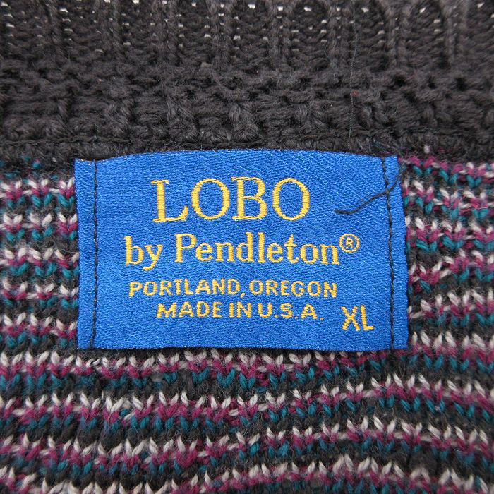 XL★古着 ペンドルトン PENDLETON 長袖 セーター メンズ 90年代 90s コットン クルーネック USA製 エンジ他 【spe】  23oct04 中古 ニット トップス