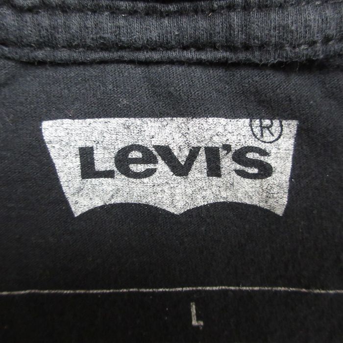 L★古着 リーバイス Levis 半袖 ブランド Tシャツ メンズ ビッグロゴ コットン クルーネック 黒 ブラック 23aug16 中古