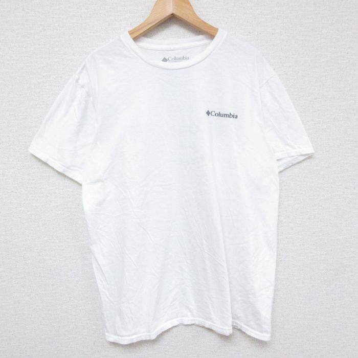 L★古着 コロンビア COLUMBIA Columbia 半袖 ブランド Tシャツ メンズ ビックロゴ コットン クルーネック 白 ホワイト  23aug19 中古