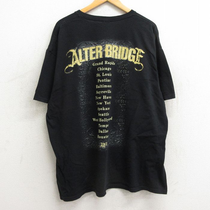 古着通販 XL☆古着 半袖 ロック バンド Tシャツ メンズ アルターブリッジ 大きいサイズ コットン クルーネック 黒
