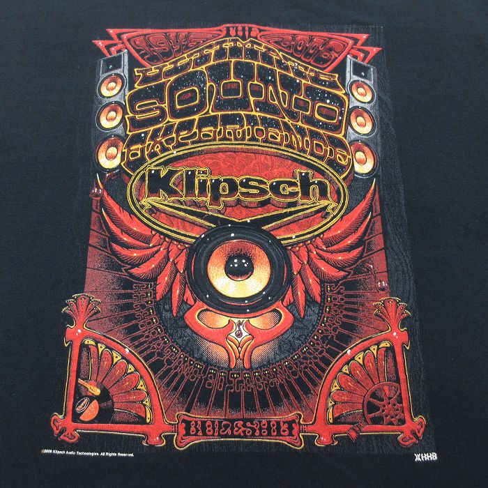 XL★古着 半袖 ビンテージ Tシャツ メンズ 00年代 00s Klipsch クリプシュ 大きいサイズ コットン クルーネック 黒 ブラック  23jun21 中古