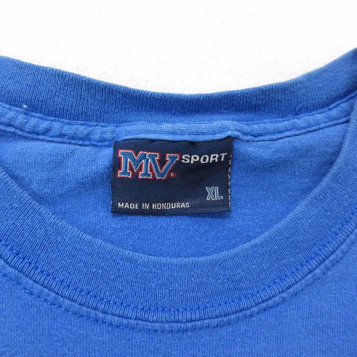 XL★古着 MVスポーツ 半袖 ビンテージ Tシャツ メンズ 00年代 00s デラウェア大学 大きいサイズ コットン クルーネック 青 ブルー  23aug23 中古