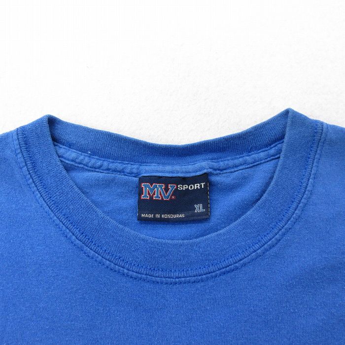 XL★古着 MVスポーツ 半袖 ビンテージ Tシャツ メンズ 00年代 00s デラウェア大学 大きいサイズ コットン クルーネック 青 ブルー  23aug23 中古