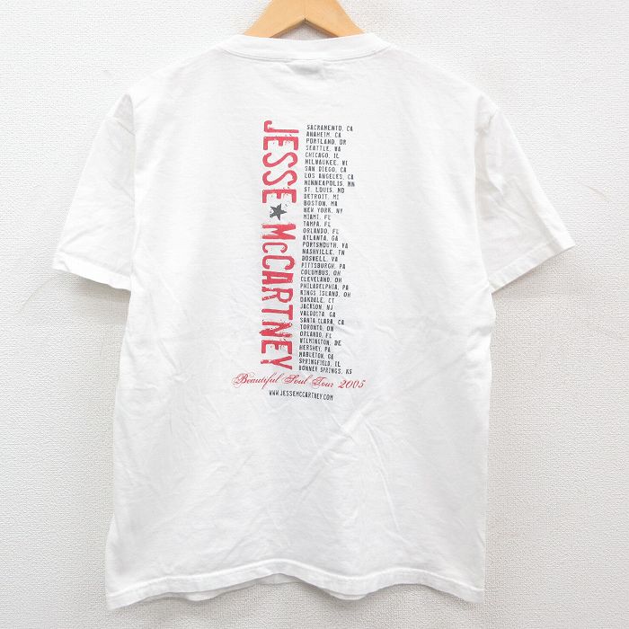 古着通販 L☆古着 半袖 ビンテージ ロック バンド Tシャツ メンズ 00年代 00s ジェシーマッカートニー コットン クルーネック 白