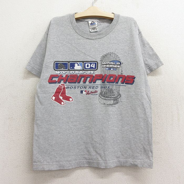 【商品番号】 lba23052453 【商品名】 古着 半袖 ビンテージ Tシャツ キッズ ボーイズ 子供服 00年代 00s MLB ボストンレッドソックス クルーネック グレー 霜降り メジャーリ