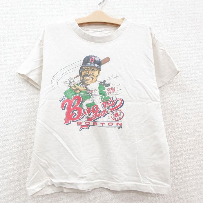 古着 半袖 ビンテージ Tシャツ キッズ ボーイズ 子供服 80年代 80s MLB ボストンレッドソックス ウェイドボッグス 26 クルーネ 中古 古着