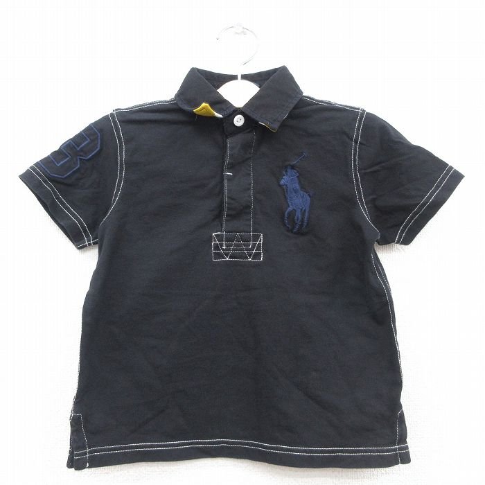 【商品番号】 lba23064333 【商品名】 古着 ラルフローレン 半袖 ブランド ラガー シャツ キッズ ボーイズ 子供服 ビッグポニー 刺繍 コットン 黒 【表記サイズ】 3T 【実寸サイズ】