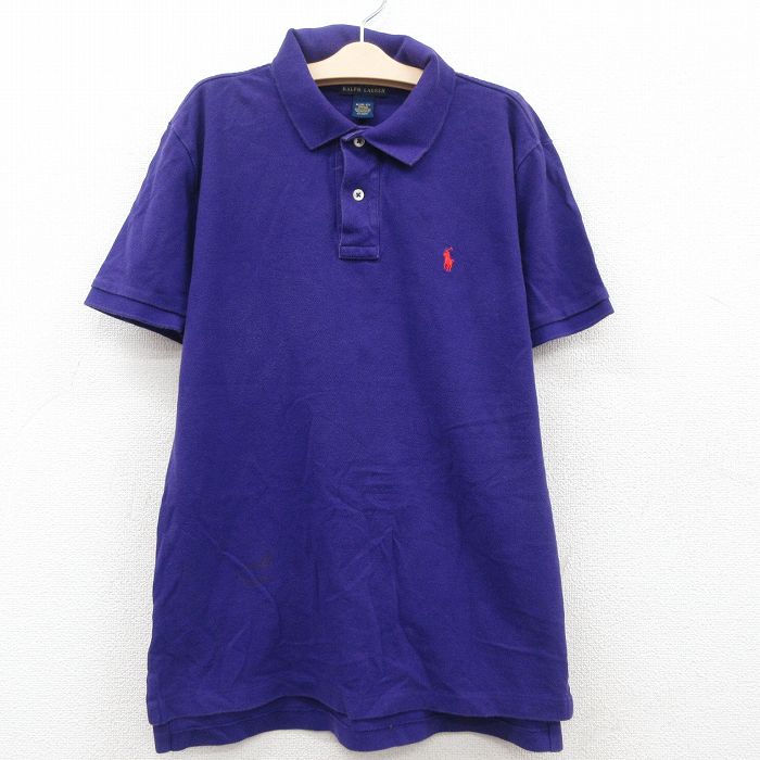【商品番号】 lba23064336 【商品名】 古着 ラルフローレン 半袖 ブランド ポロ シャツ キッズ ボーイズ 子供服 ワンポイントロゴ 鹿の子 コットン 紫 【表記サイズ】 M 10-12 