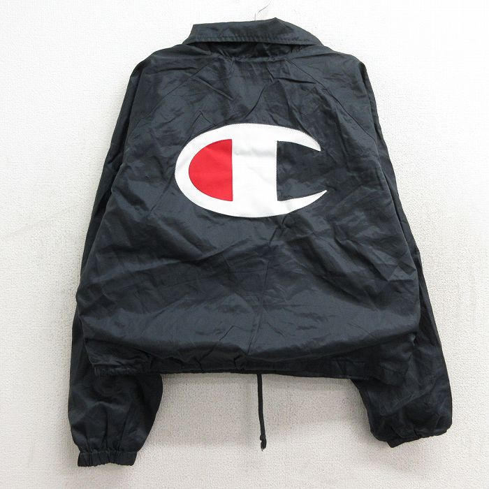 【商品番号】 lba23102210 【商品名】 古着 チャンピオン champion 長袖 ジャケット キッズ ボーイズ 子供服 ビッグロゴ ラグラン 黒 【表記サイズ】 M 【実寸サイズ】 着丈（