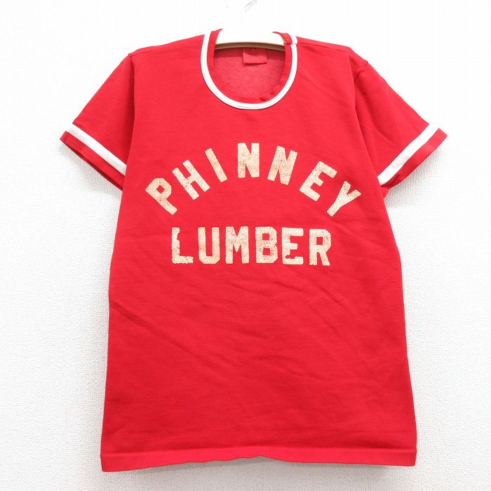 古着 ローリングス 半袖 ビンテージ Tシャツ キッズ ボーイズ 子供服 80年代 80s PHINNEY LUMBER クルーネック 赤他 レッド 中古 古着