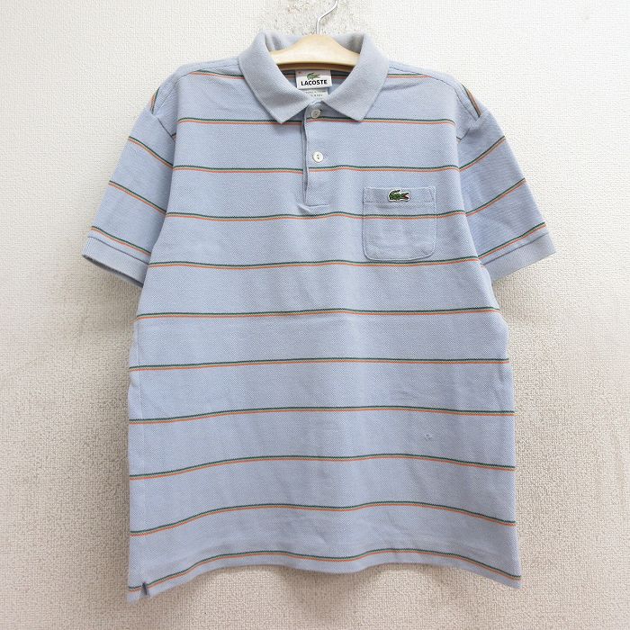 【商品番号】 lba24073951 【商品名】 古着 ラコステ LACOSTE 半袖 ブランド ポロ シャツ キッズ ボーイズ 子供服 ワンポイントロゴ 鹿の子 コットン 薄紺他 ボーダー 【表記サ