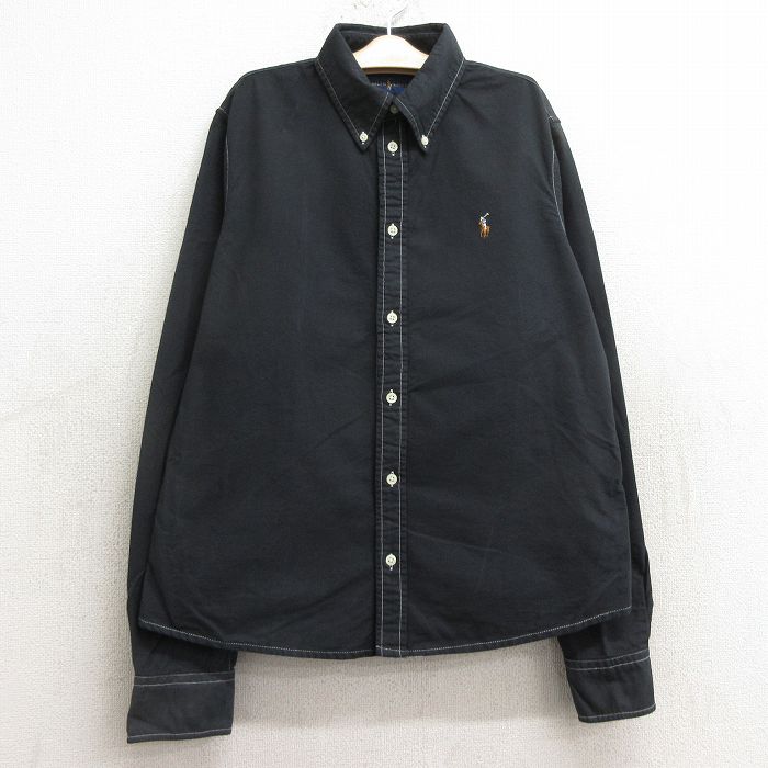 【商品番号】 lba24080239 【商品名】 古着 ラルフローレン 長袖 ブランド シャツ キッズ ボーイズ 子供服 ワンポイントロゴ オックスフォード コットン ボタンダウン 黒 【表記サイズ】