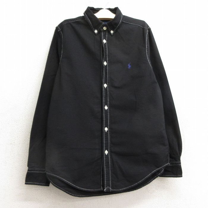 【商品番号】 lba24101589 【商品名】 古着 ラルフローレン 長袖 ブランド シャツ キッズ ボーイズ 子供服 ワンポイントロゴ オックスフォード コットン ボタンダウン 黒 【表記サイズ】
