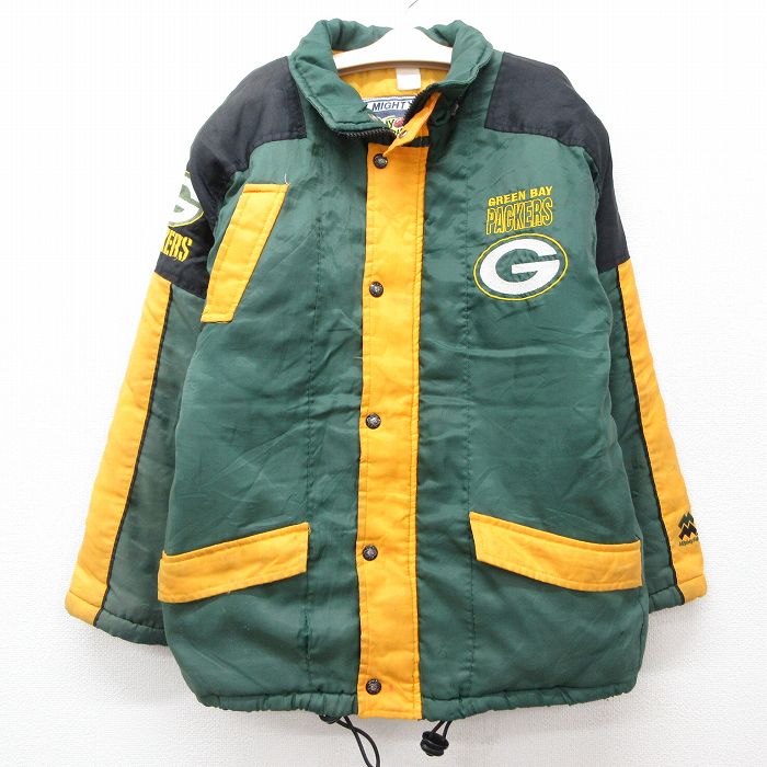 【商品番号】 lba24120933 【商品名】 古着 マイティマック 長袖 ナイロン ジャケット キッズ ボーイズ 子供服 00年代 00s NFL グリーンベイパッカーズ 刺繍 緑他 アメフト ス
