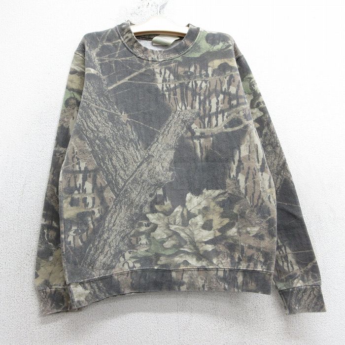 【商品番号】 lba25042097 【商品名】 古着 長袖 スウェット キッズ ボーイズ 子供服 00年代 00s モッシーオーク クルーネック ベージュ他 迷彩 【表記サイズ】 L 12-14 【