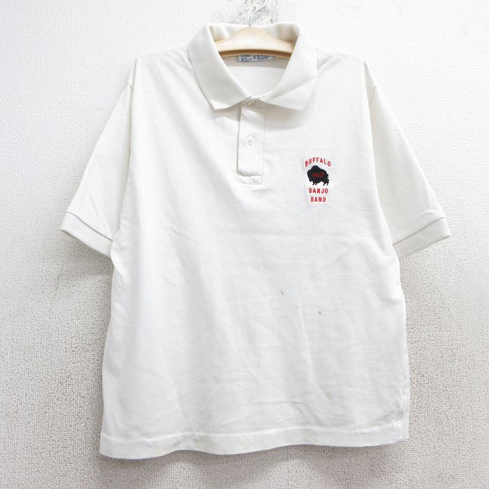 【商品番号】 lba25051182 【商品名】 古着 ヘインズ 半袖 ポロ シャツ キッズ ボーイズ 子ども服 80年代 80s バッファロー USA製 白 【表記サイズ】 M 【実寸サイズ】 着丈