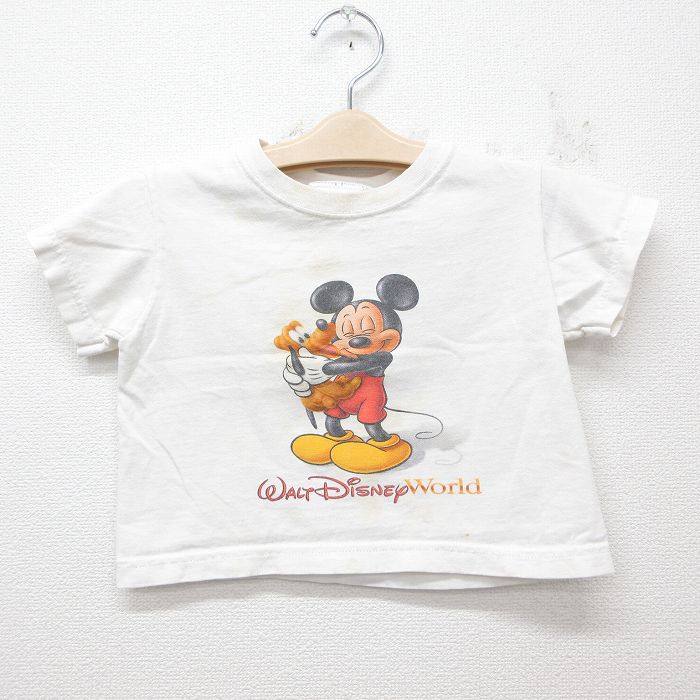 【商品番号】 lba25051334 【商品名】 古着 半袖 ビンテージ Tシャツ キッズ ボーイズ 子供服 90年代 90s ディズニー ミッキー コットン クルーネック USA製 白 【表記サイズ