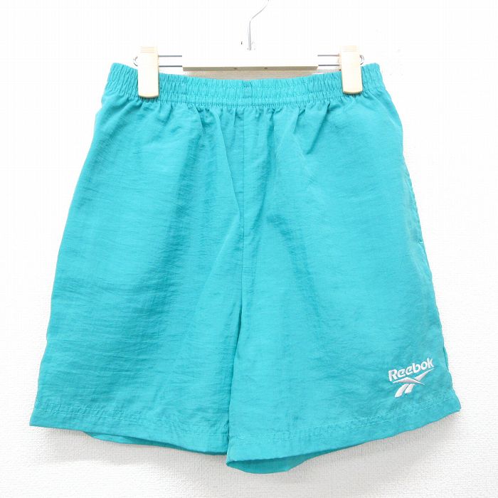 【商品番号】 lba25051645 【商品名】 古着 リーボック ショート ナイロン イージー パンツ ショーツ キッズ ボーイズ 子供服 00年代 00s ワンポイントロゴ 青緑 【表記サイズ】 
