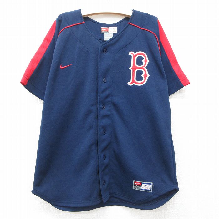 【商品番号】 lba25051856 【商品名】 古着 ナイキ NIKE 半袖 ベースボール シャツ キッズ ボーイズ 子供服 00年代 00s ワンポイントロゴ MLB ボストンレッドソックス ジョ