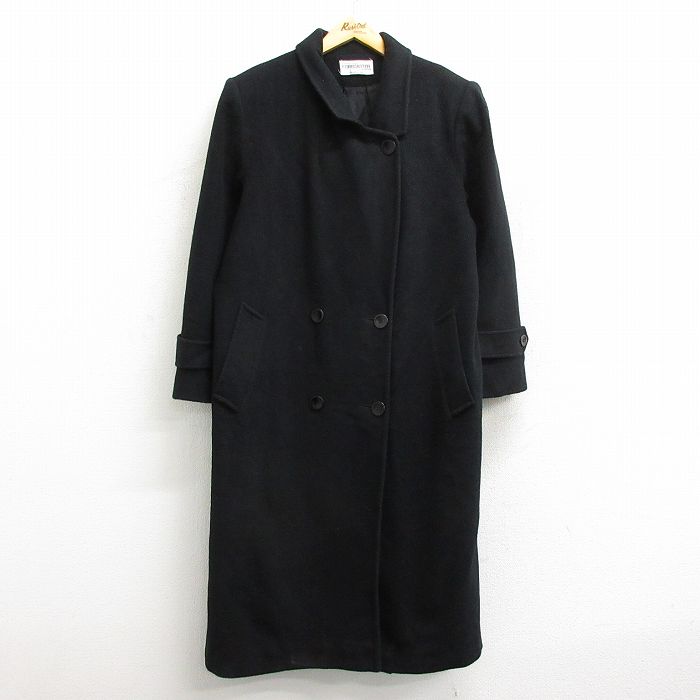 【商品番号】 lou23102398 【商品名】 古着 長袖 ウール コート レディース 90年代 90s ロング丈 USA製 黒 【表記サイズ】 12 【実寸サイズ】 着丈（肩から裾）117cm 着