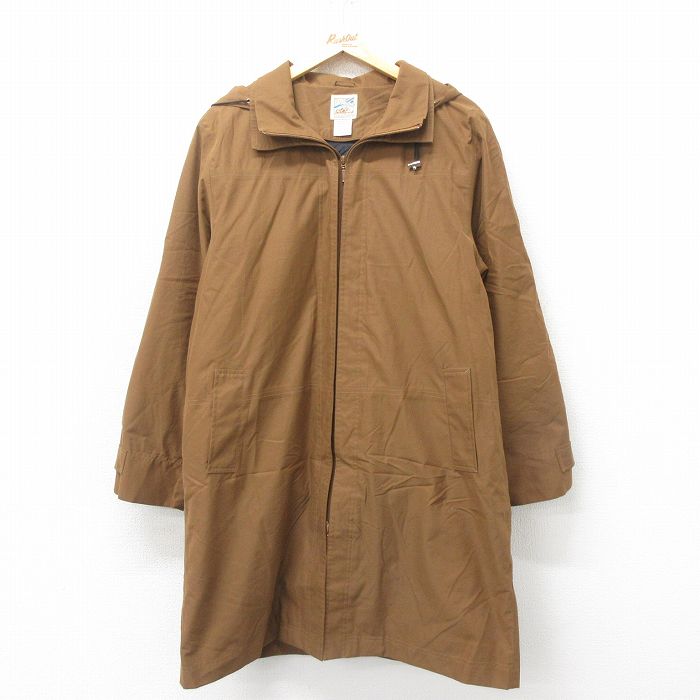 【商品番号】 lou24110703 【商品名】 古着 長袖 コート パーカー レディース ロング丈 茶 内側キルティング 【表記サイズ】 L 【実寸サイズ】 着丈（肩から裾）95cm 着幅（脇から脇