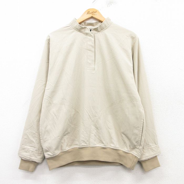 【商品番号】 lou25023054 【商品名】 古着 長袖 ジャケット レディース ZR Vネック ベージュ他 チェック 【表記サイズ】 LADIES M 【実寸サイズ】 着丈（肩から裾）66cm 
