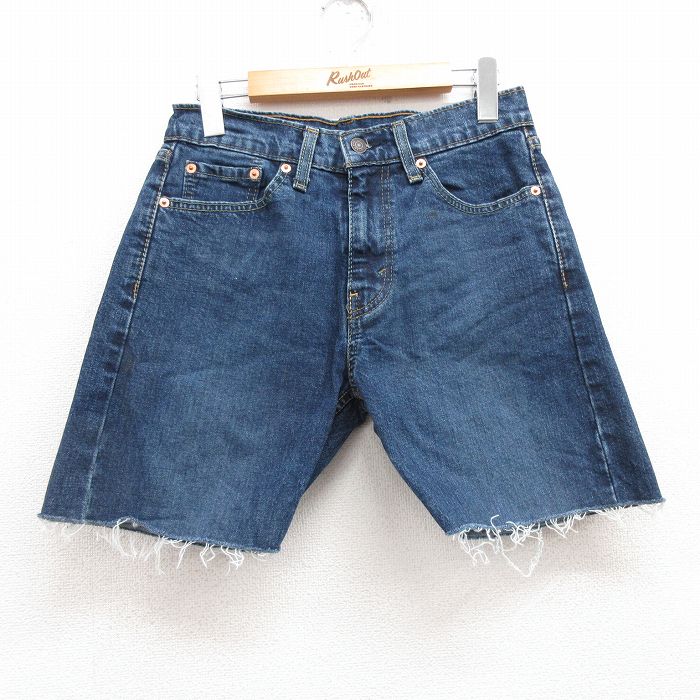【商品番号】 lpa25060680 【商品名】 古着 リーバイス Levis505 ショート パンツ ショーツ レディース 紺 デニム 【表記サイズ】 W29 L32 【実寸サイズ】 ウエスト（腰ま