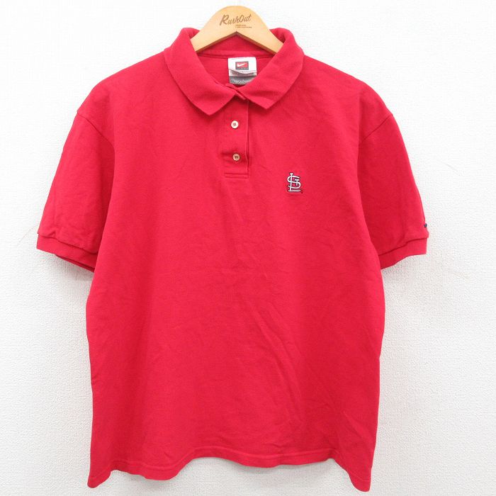 【商品番号】 lsh23060342 【商品名】 古着 ナイキ NIKE 半袖 シャツ レディース 00年代 00s 鹿の子 コットン 赤 【表記サイズ】 L 【実寸サイズ】 着丈（肩から裾）63cm