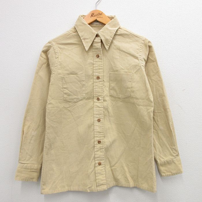 【商品番号】 lsh23101379 【商品名】 古着 エルエルビーン 長袖 シャツ レディース 80年代 80s コーデュロイ ベージュ系 【表記サイズ】 11/12 【実寸サイズ】 着丈（肩から裾