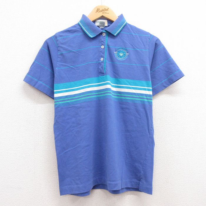【商品番号】 lsh24042268 【商品名】 古着 IZOD 半袖 ポロ シャツ レディース 90年代 90s MEDINAH 薄紺他 【表記サイズ】 M 【実寸サイズ】 着丈（肩から裾）59cm