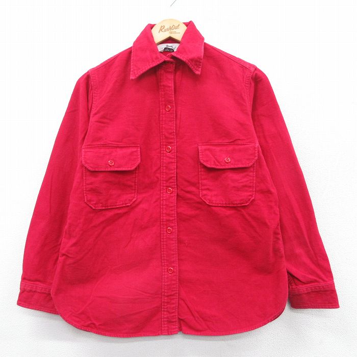 【商品番号】 lsh24121548 【商品名】 古着 ウールリッチ 長袖 ヘビー フランネル シャツ レディース 80年代 80s コットン 赤 【表記サイズ】 14 【実寸サイズ】 着丈（肩から裾