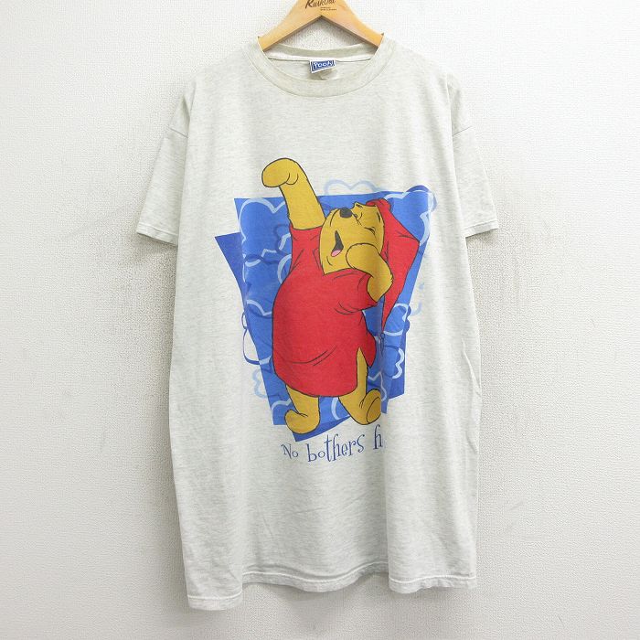 【商品番号】 lts24023852 【商品名】 古着 半袖 ビンテージ Tシャツ ワンピース レディース 00年代 00s ディズニー くまのプーさん 大きいサイズ ロング丈 クルーネック 薄グレー