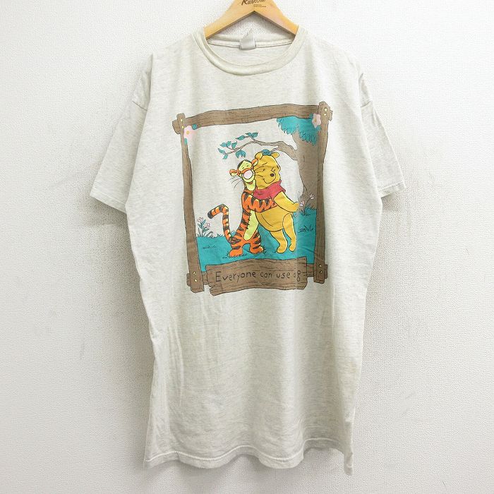 【商品番号】 lts24023853 【商品名】 古着 半袖 ビンテージ Tシャツ ワンピース レディース 00年代 00s ディズニー くまのプーさん ティガー 大きいサイズ ロング丈 クルーネック