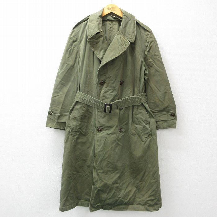 【商品番号】 ormi24103358 【商品名】 L & starf;古着 長袖 ビンテージ ミリタリー オーバー コート メンズ 50年代 50s ロング丈 コットン 濃緑 【メンズ参考サ