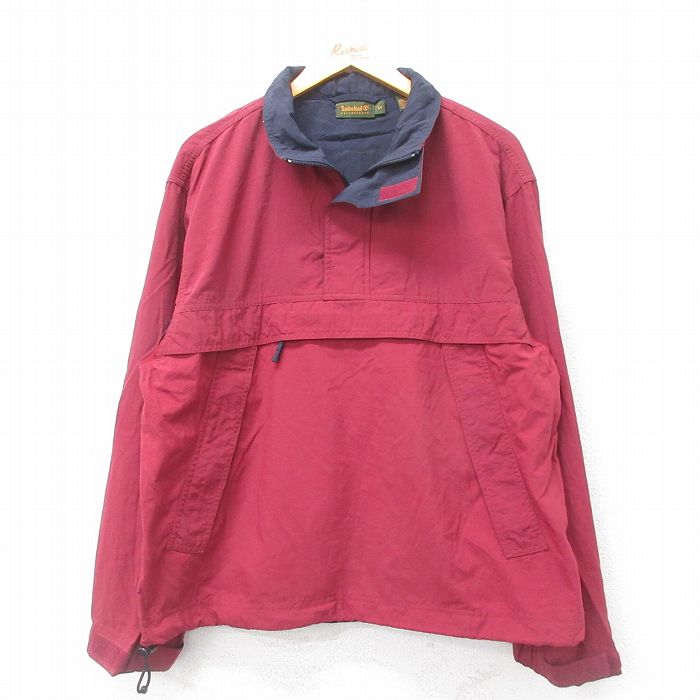 【商品番号】 ouny24112778 【商品名】 M & starf;古着 ティンバーランド 長袖 ハーフジップ ナイロン ジャケット メンズ 00年代 00s エンジ 内側メッシュ 【メン