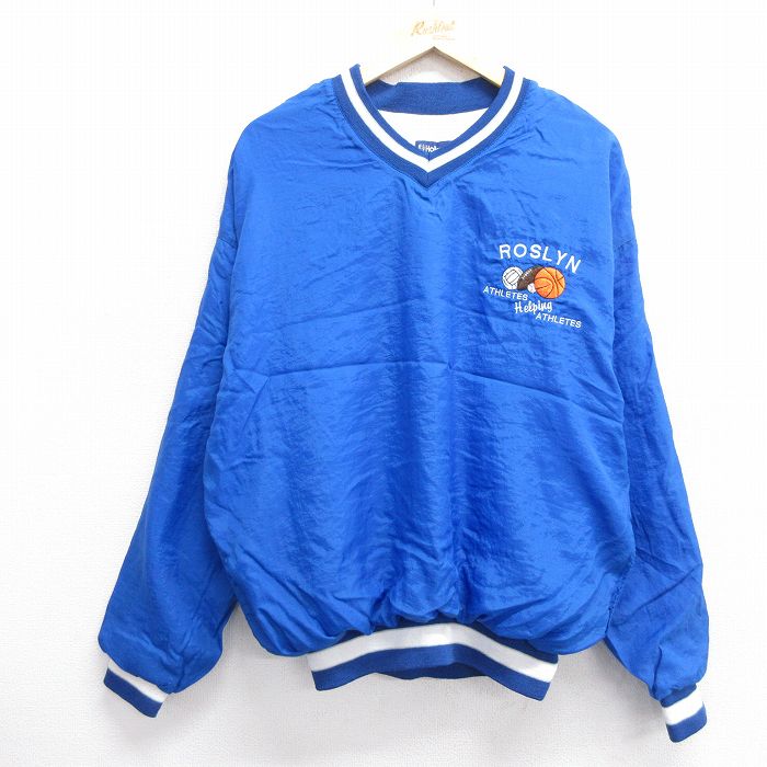 【商品番号】 ouny24120706 【商品名】 XL & starf;古着 ホロウェイ 長袖 ナイロン ジャケット メンズ 90年代 90s バスケットボール Vネック 青他 【メンズ参考
