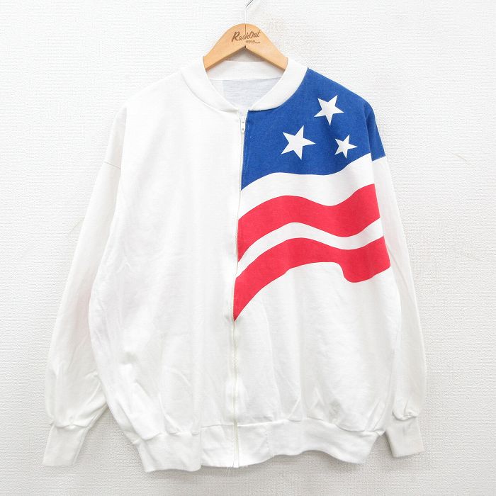 【商品番号】 our24082693 【商品名】 XL & starf;古着 長袖 ジャケット メンズ 80年代 80s 星条旗 USA製 タロン 白他 【メンズ参考サイズ】 XL 【表記サイ