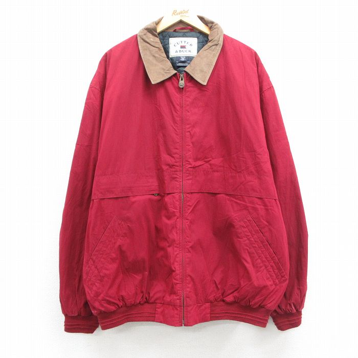 【商品番号】 our24121071 【商品名】 XL & starf;古着 長袖 ジャケット メンズ 大きいサイズ 襟レザー エンジ 内側キルティング 【メンズ参考サイズ】 XL 【表記サイ
