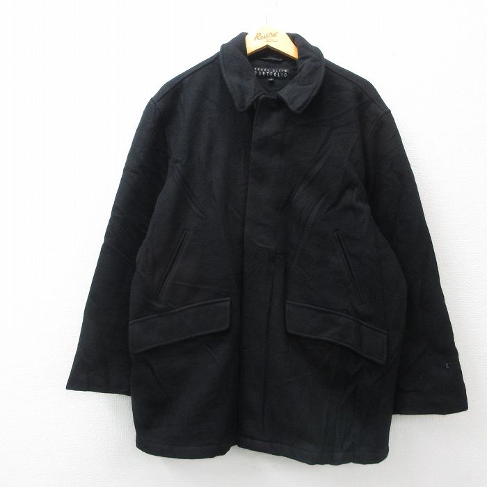 【商品番号】 ouwl24120994 【商品名】 XL & starf;古着 ペリーエリス 長袖 ウール ジャケット メンズ 大きいサイズ ロング丈 黒 内側キルティング 【メンズ参考サイズ